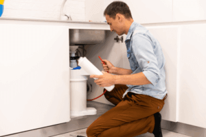 Plumber Installing Water Filter
